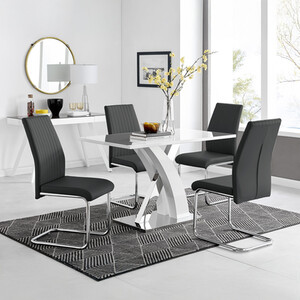 Atlanta White High Gloss Dining Table And 4 Lorenzo Dining Chairs Set
