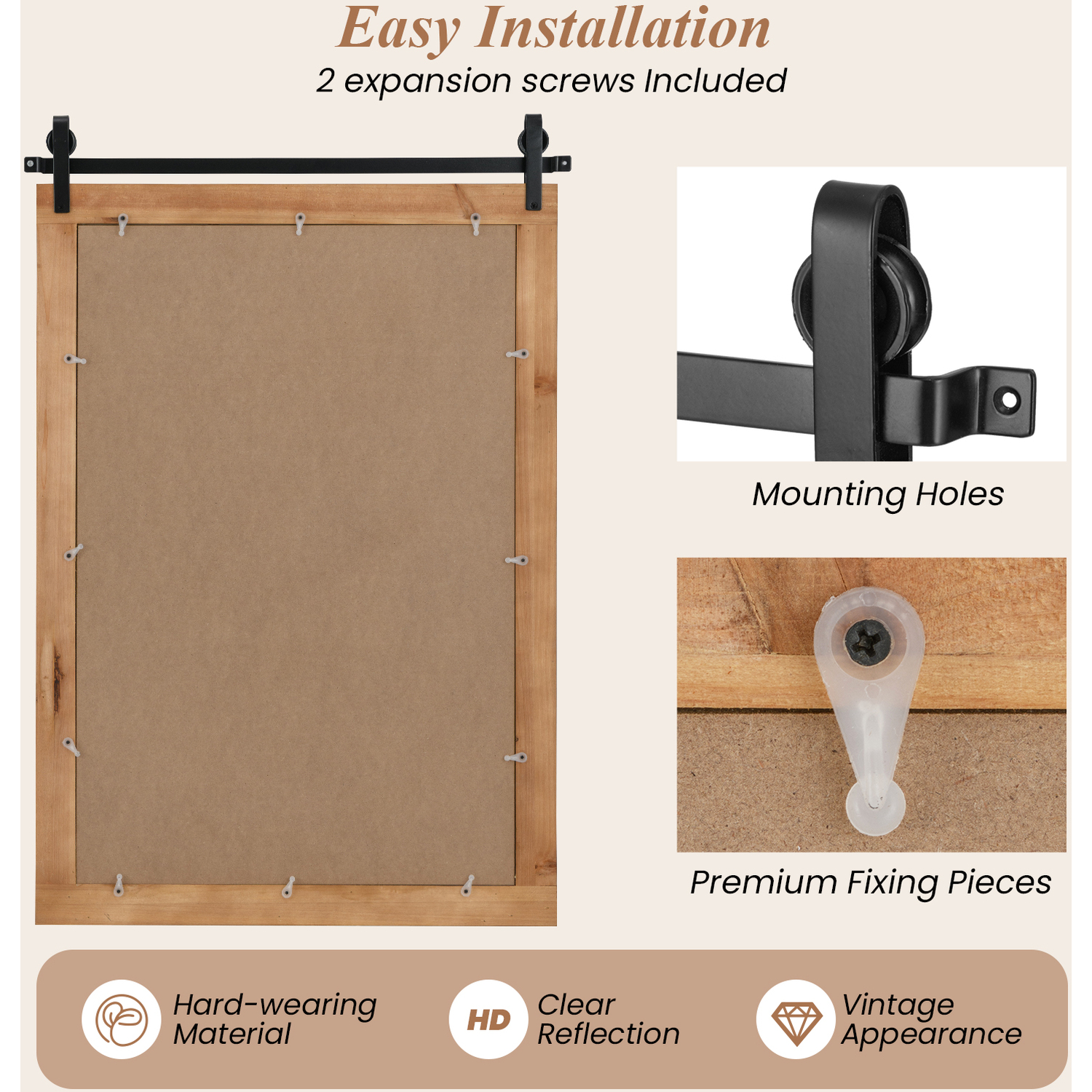 Rustic Bathroom Mirror - Brown