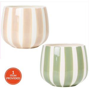 Alma Striped Ceramic Planter