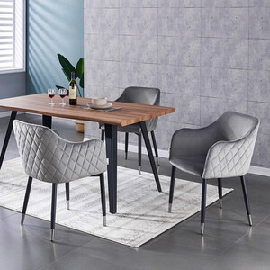 Set of 4 Verona Velvet Dining Chairs Upholstered Silver End Caps Dining Room