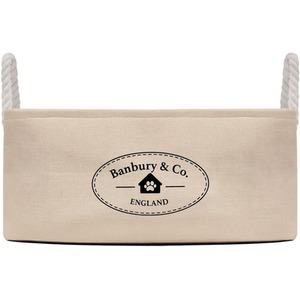 Almond Faux Linen Canvas Pet Storage Basket