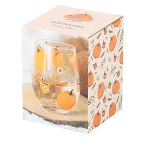 Autumn Days Stemless Glass Cozy Fall Themed Drinkware