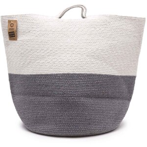 Cotton Rope Laundry Storage Basket Grey Durable Spacious