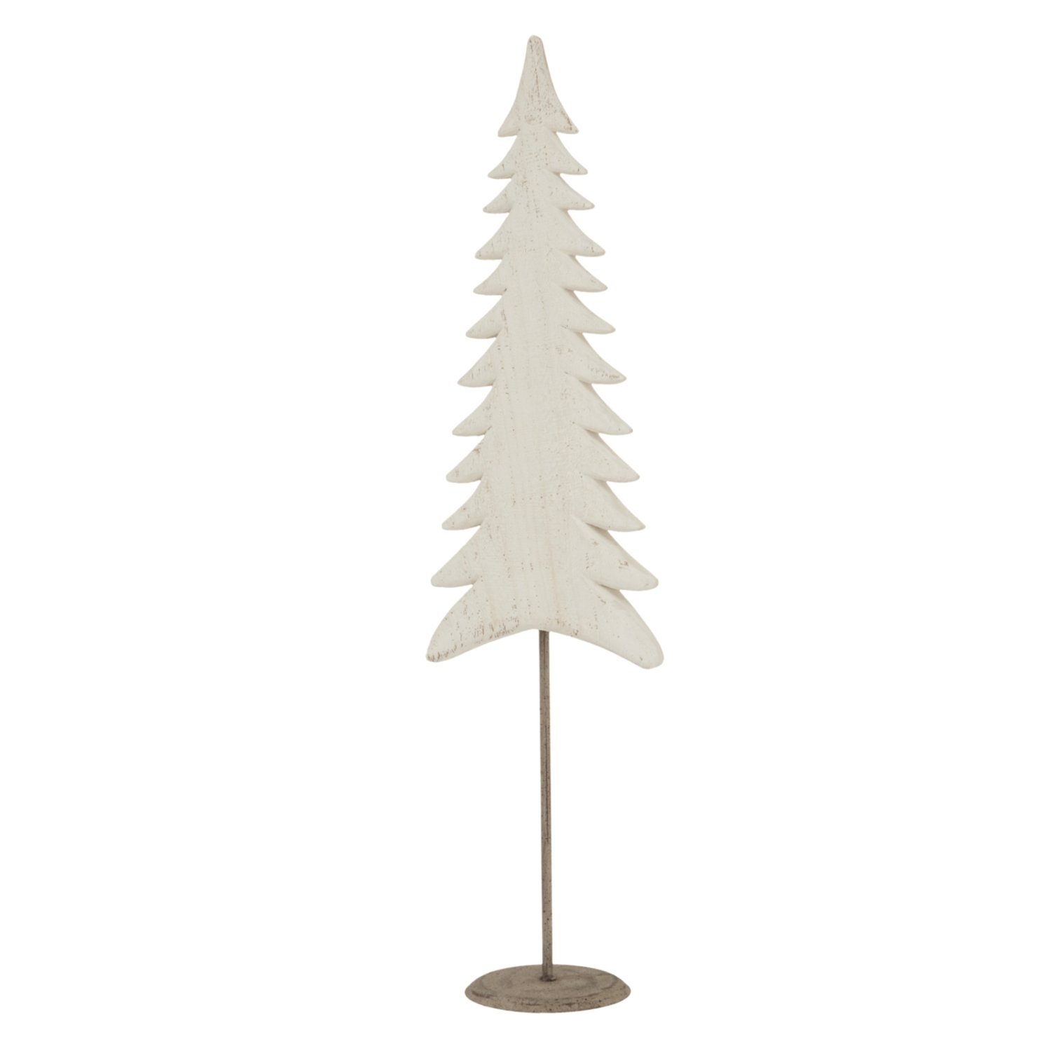 Large Whitewashed Tall Tree Sculpture For Modern Decor - White