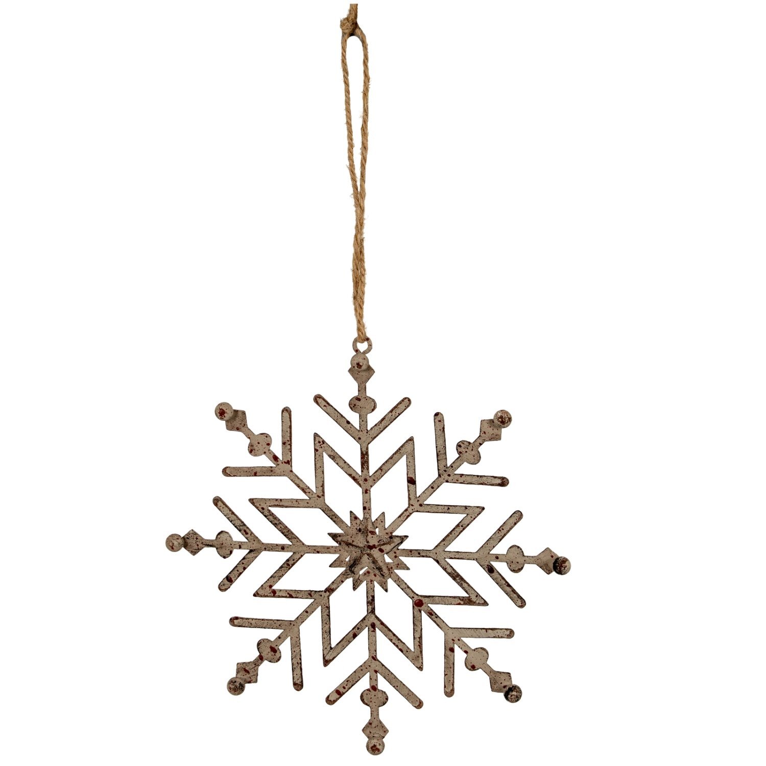 Rustic Hanging Snowflake Ornament Winter Decor Festive Centerpiece - Light Brown