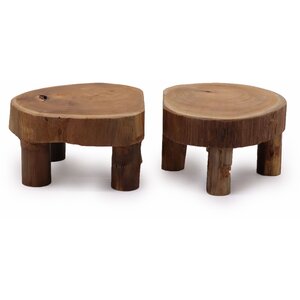 Elegant Teak Wood Display Pads - Set of 2, 24x10cm