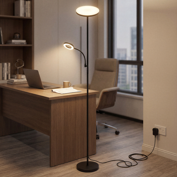 Emitto Mother  Child Floor Lamp Uplighter Adjustable Reading Light Remote
