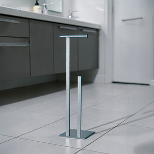 Superbia Freestanding Chrome Toilet Roll and Spare Paper Holder