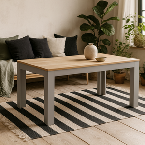 Bramblecroft Extending Dining Table - Grey Base and Natural Oak Top