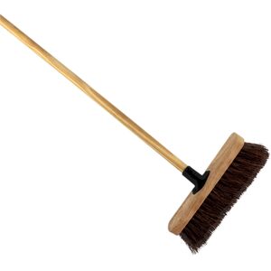 12-Inch Bassine Broom with Wooden Handle - Durable Outdoor Yard Broom