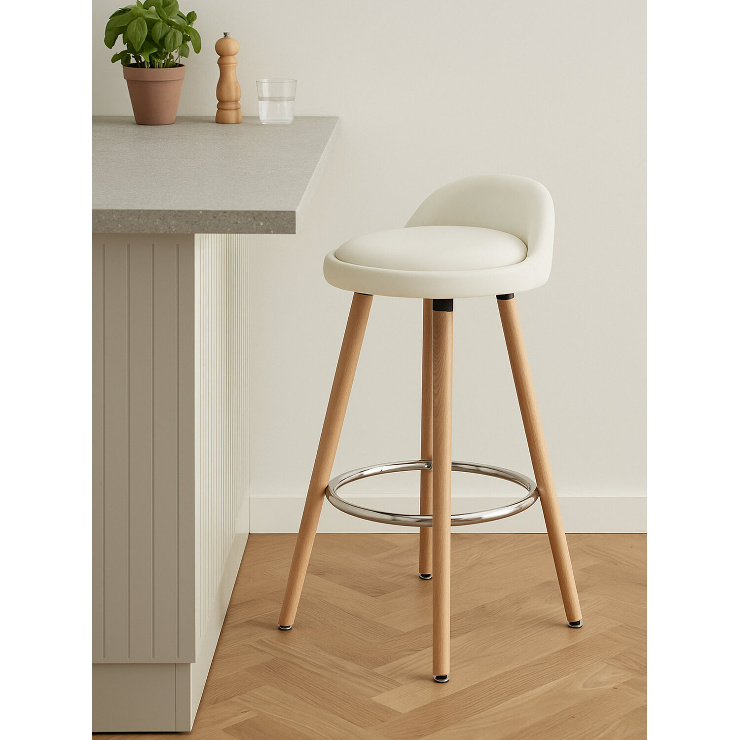 Normann White Bar Stool - White