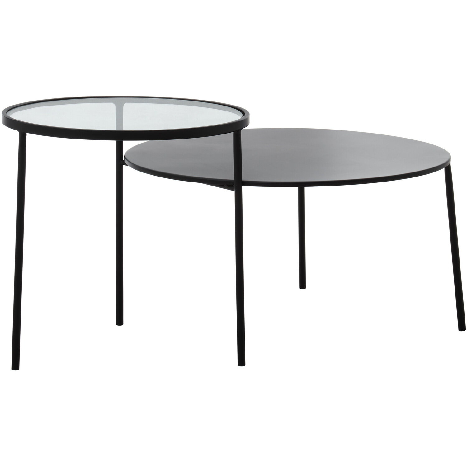 Trento Black Metal And Glass 2 Tier Coffee Table - Black