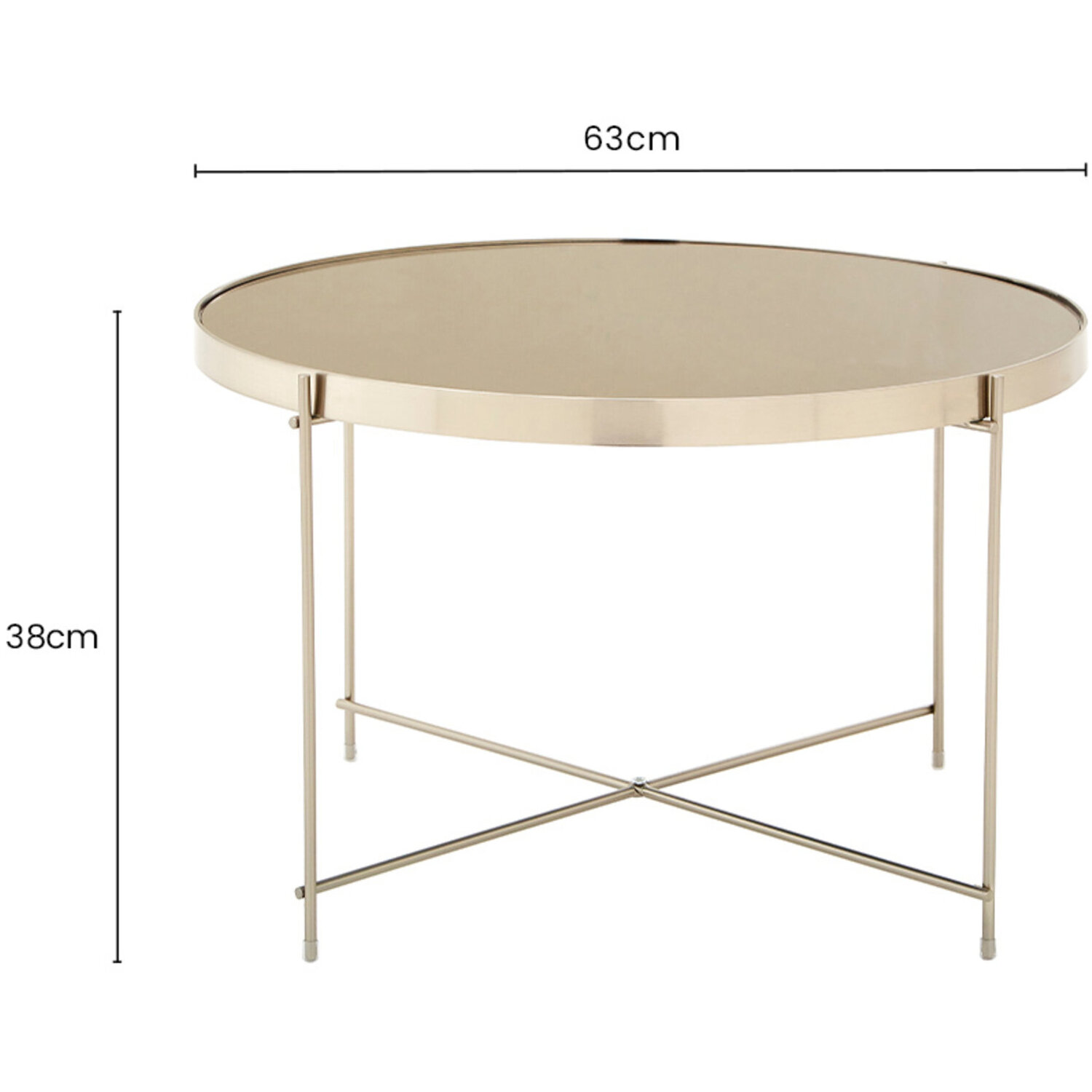 Allure Large Grey Mirror Round Side Table - Silver