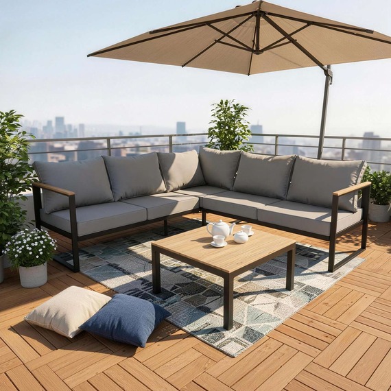 BIRCHTREE Garden Furniture Set 5-Seater with Coffee Table GFS03