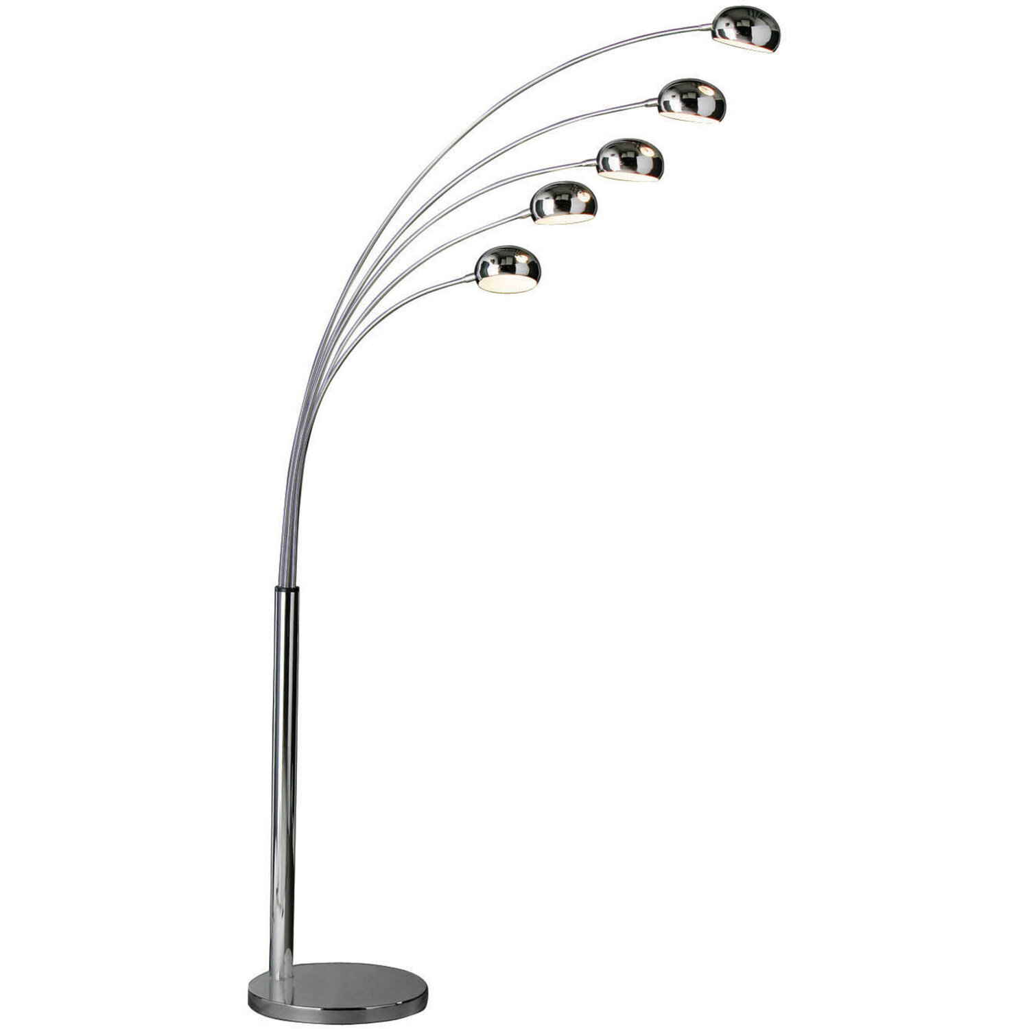 Zeus Floor 5 Arched Lights Lamp - Silver
