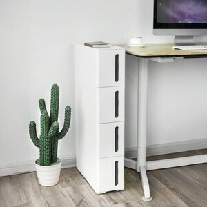 SONGMICS Slim Storage Trolley with Wheels and 3 Baskets