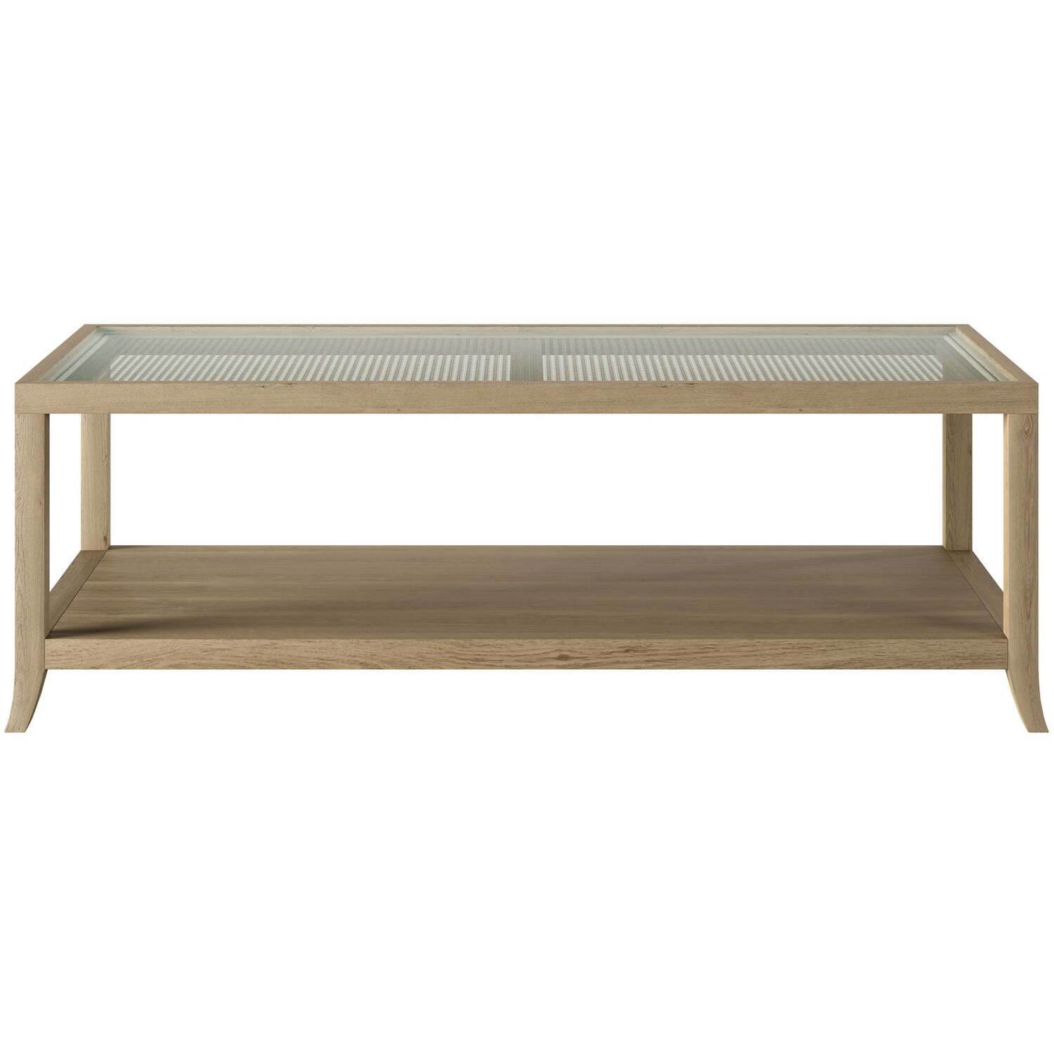 Portugal And Cane Coffee Table With Glass Top - Brown