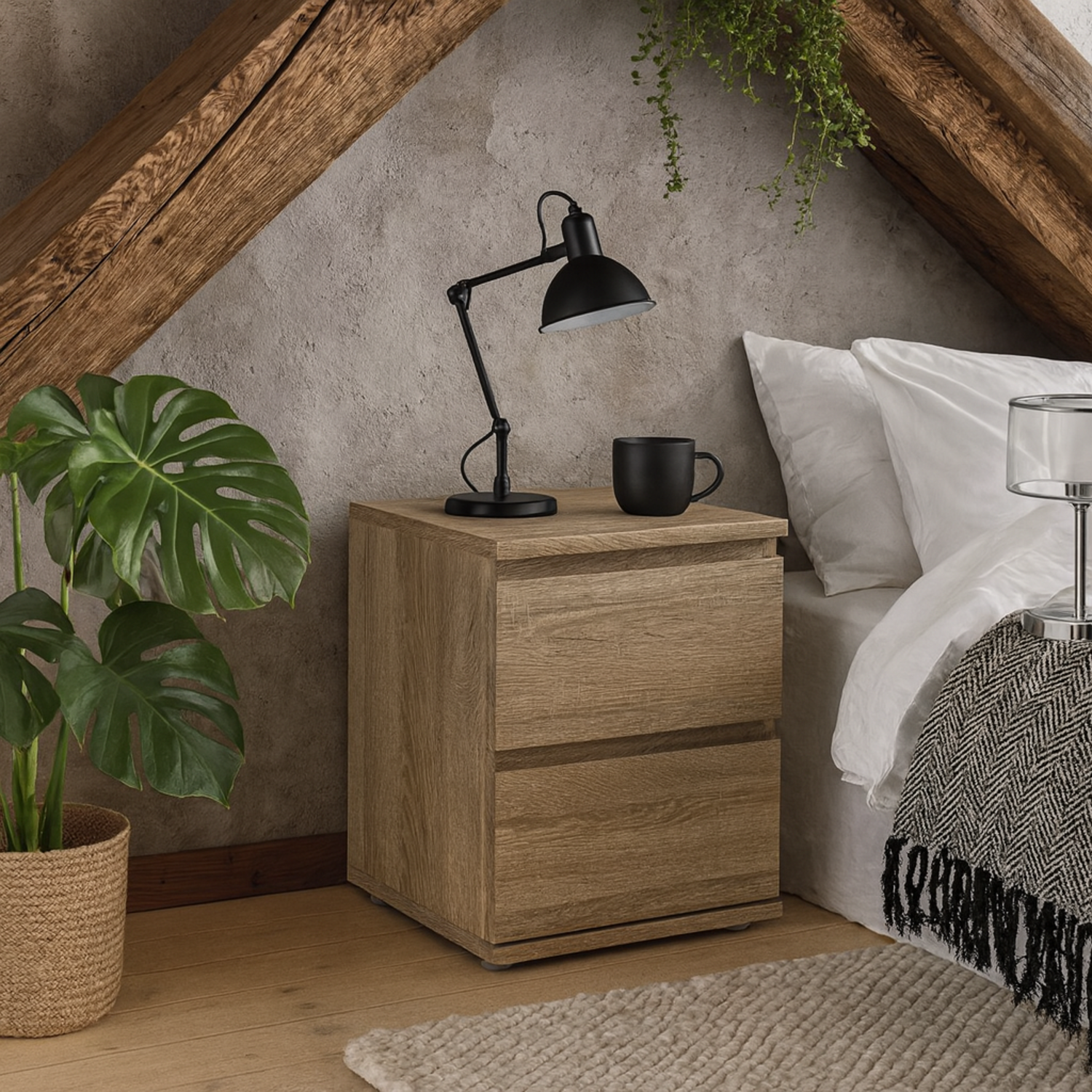 Copenhagen Effect 2 Drawer Bedside Table - Natural