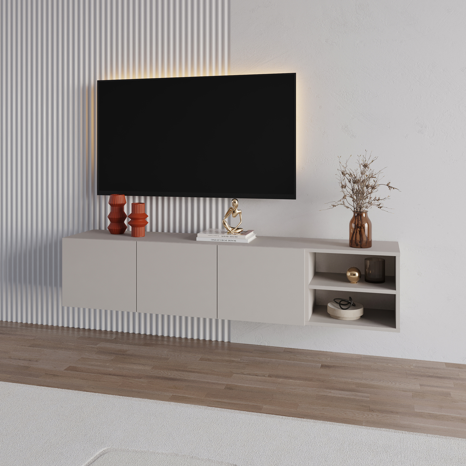 Decortie Conrad 180Cm Floating Tv Stand - Sandstone