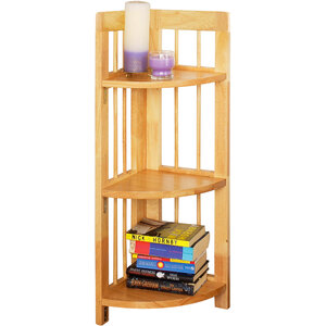 Heva 3 Tier Tropical Hevea Wood Corner Shelf Unit