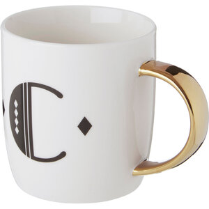 Diamond Deco White Monogram Mug, C