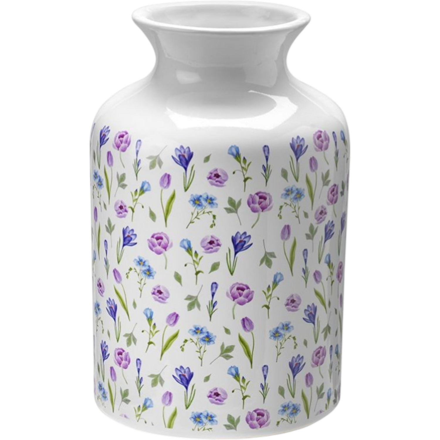 Ceramic Wildflower Floral Print Vase (H23.5cm x D15cm) - Multicolour