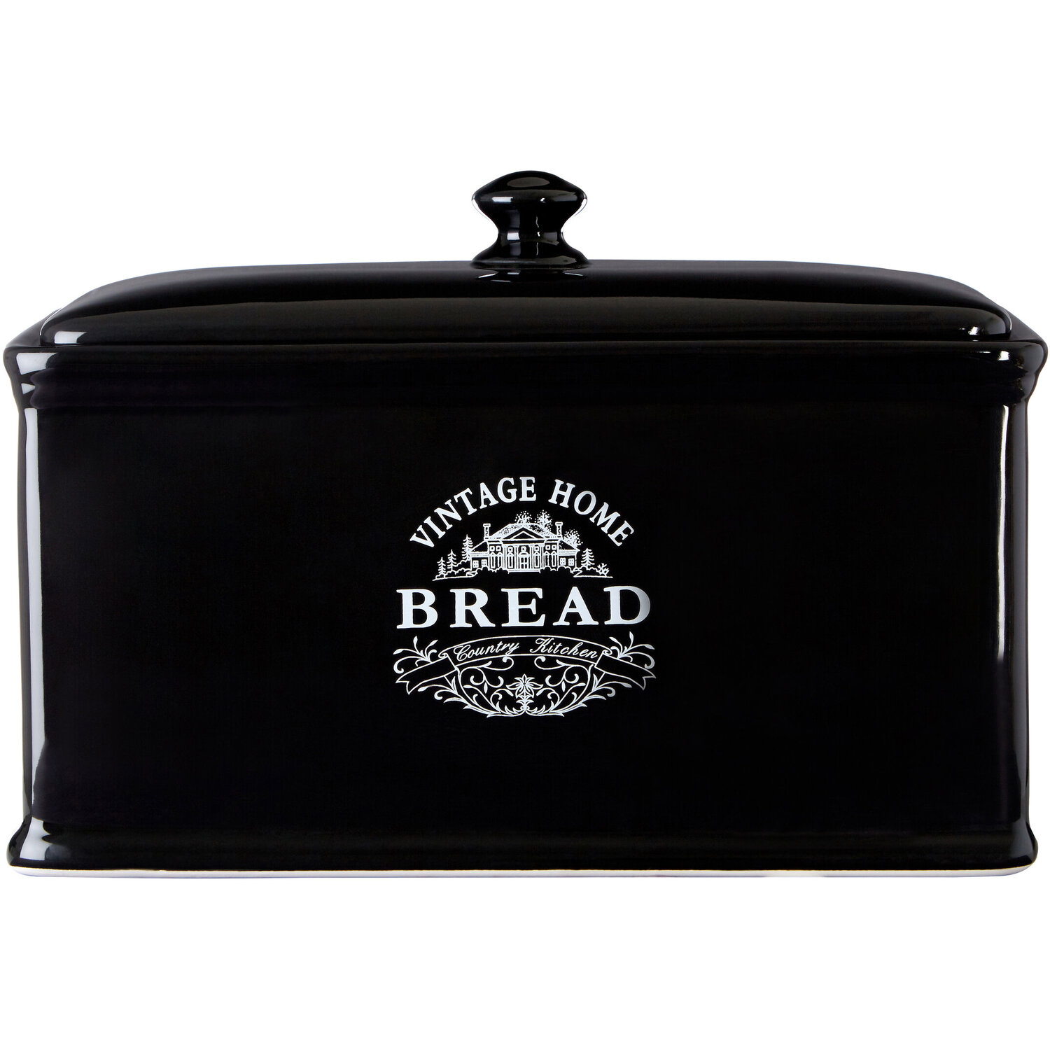 Vintage Home Black Dolomite Bread Crock - Black, Cream