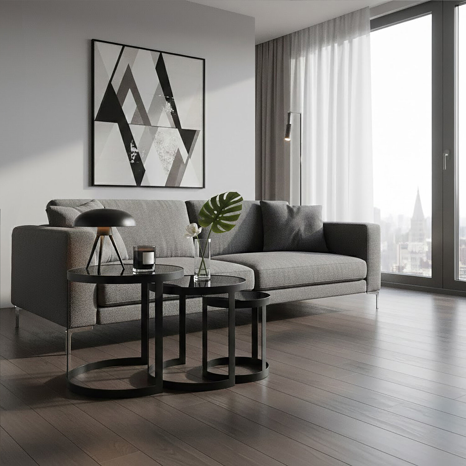 Corra Set Of Three Black Nesting Tables - Black