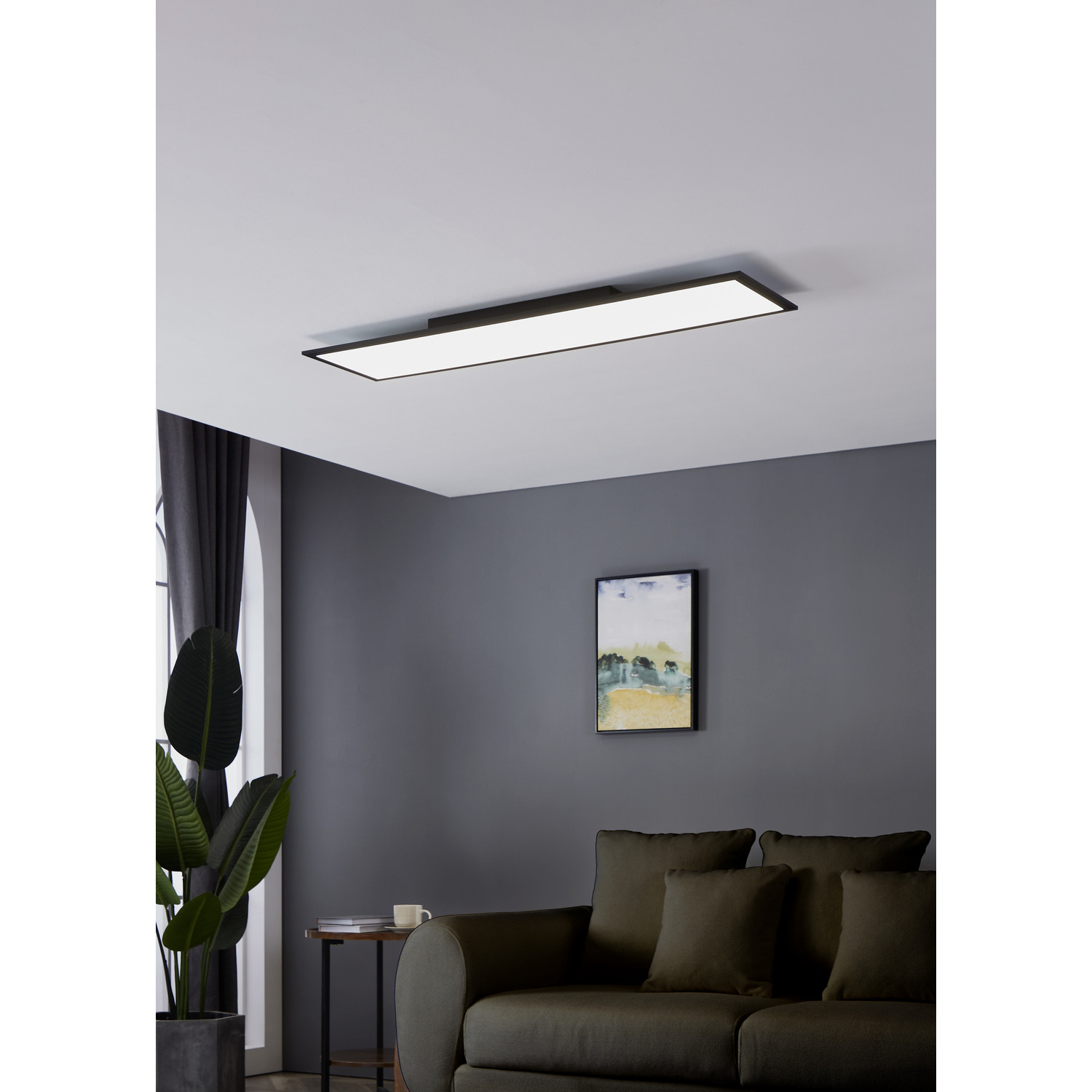Eglo Salobrena 1 Led Ceiling Light Black Cool White 4000k - Black 120cm