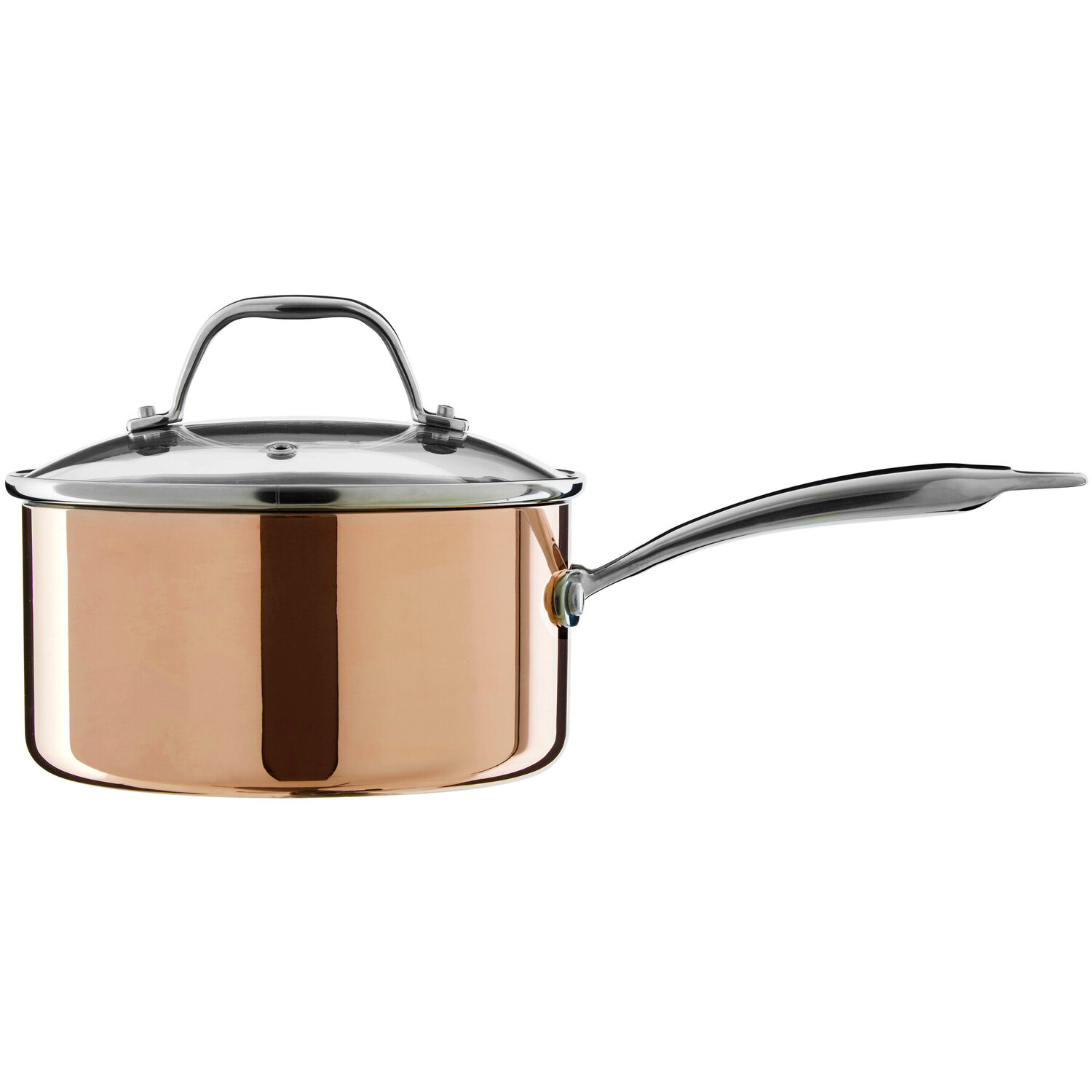 Minerva Copper Finish 18cm Saucepan with Lid - Gold