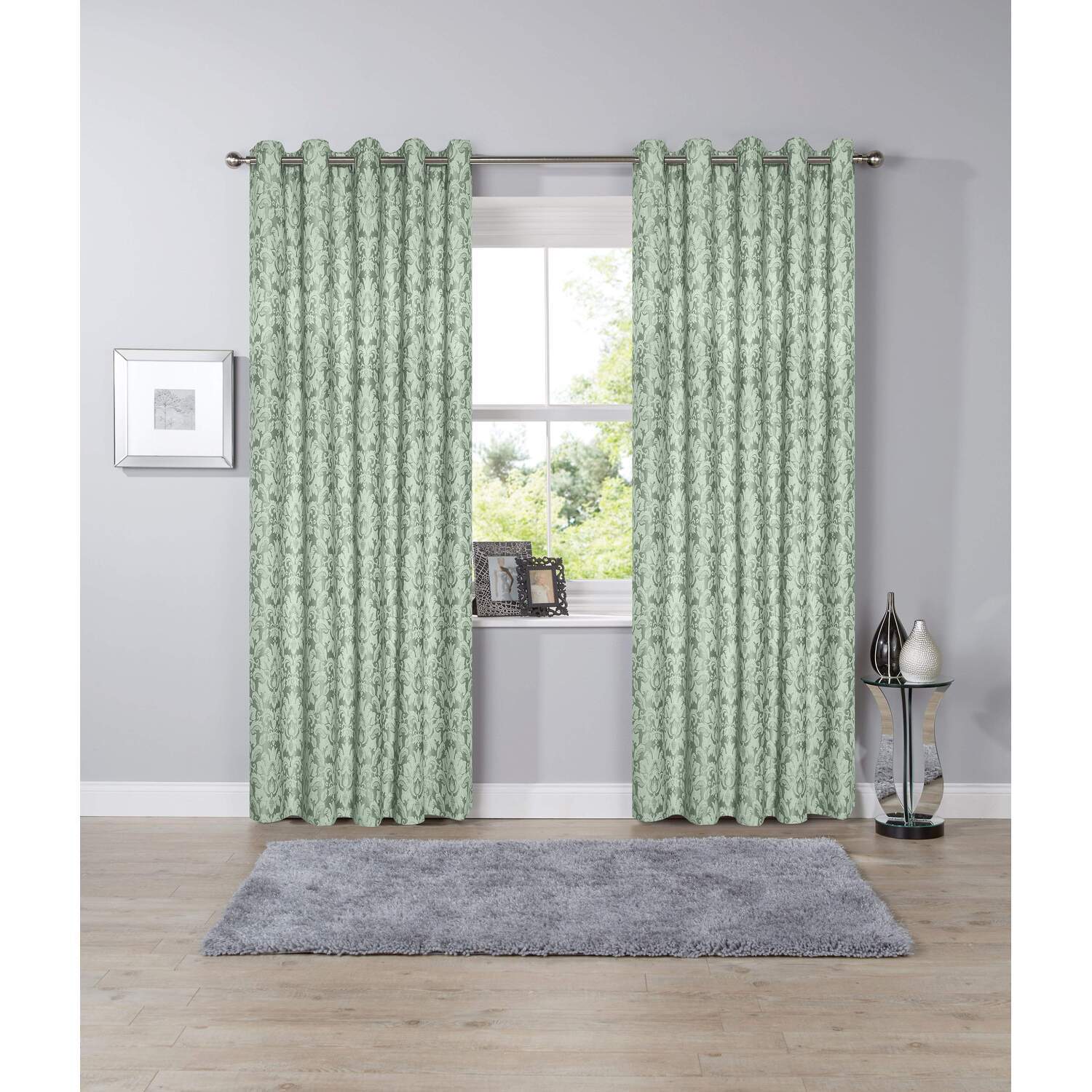 Savoy Woven Jacquard Curtains - Duckegg / 228cm
