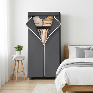 Fabric Wardrobe with 1 Rail and 2 Shelves