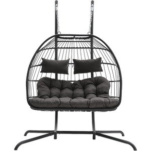 Double Seater Garden Hanging Chair with Four Leg Base