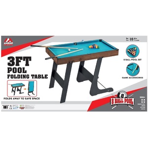 AMRAP 3ft Folding Pool Table With Balls and Cues