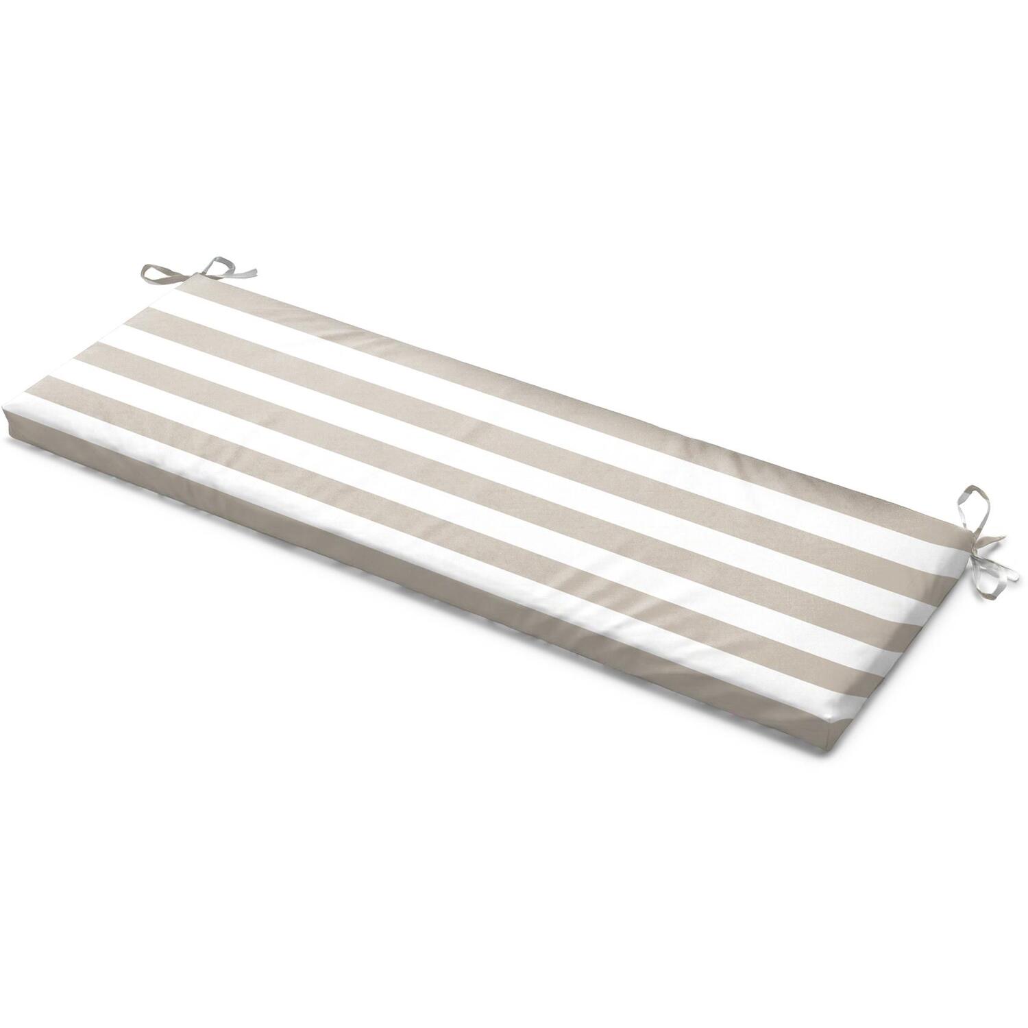 Livinluxury Wide Striped Garden Bench Seat Pad Beige - Beige/White