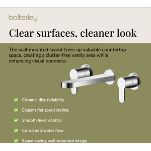 Balterley Pride Contemporary Round Wall Mount 3 Tap Hole Basin Mixer Tap