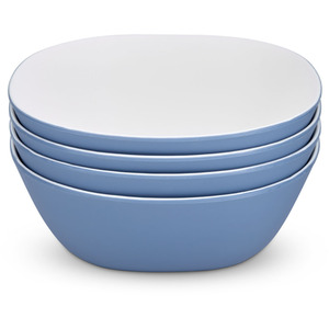 4 Pack Plastic Dinner Bowls - Microwave Safe - Blue