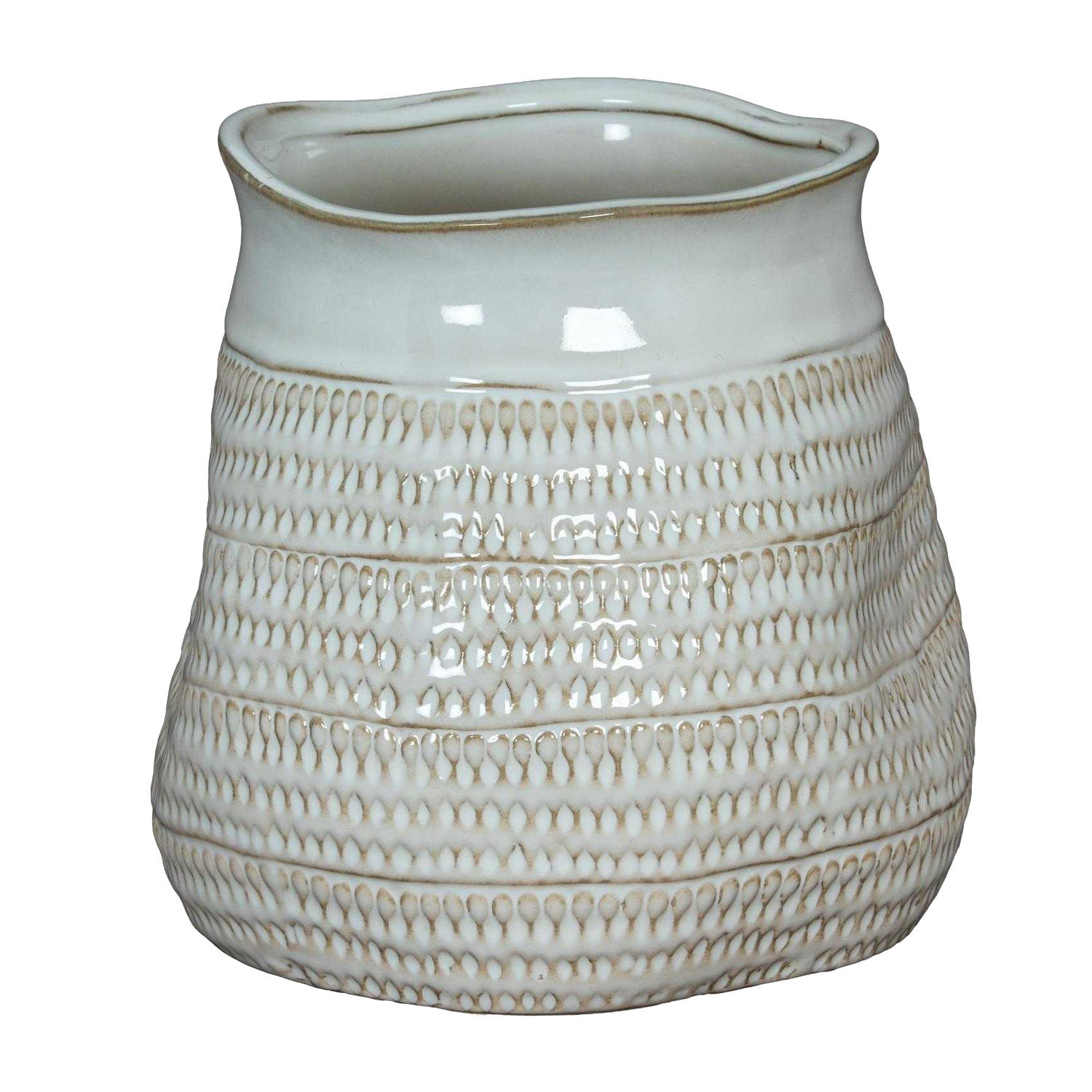 Hill Interiors Tava Hewn Wide Vase - White