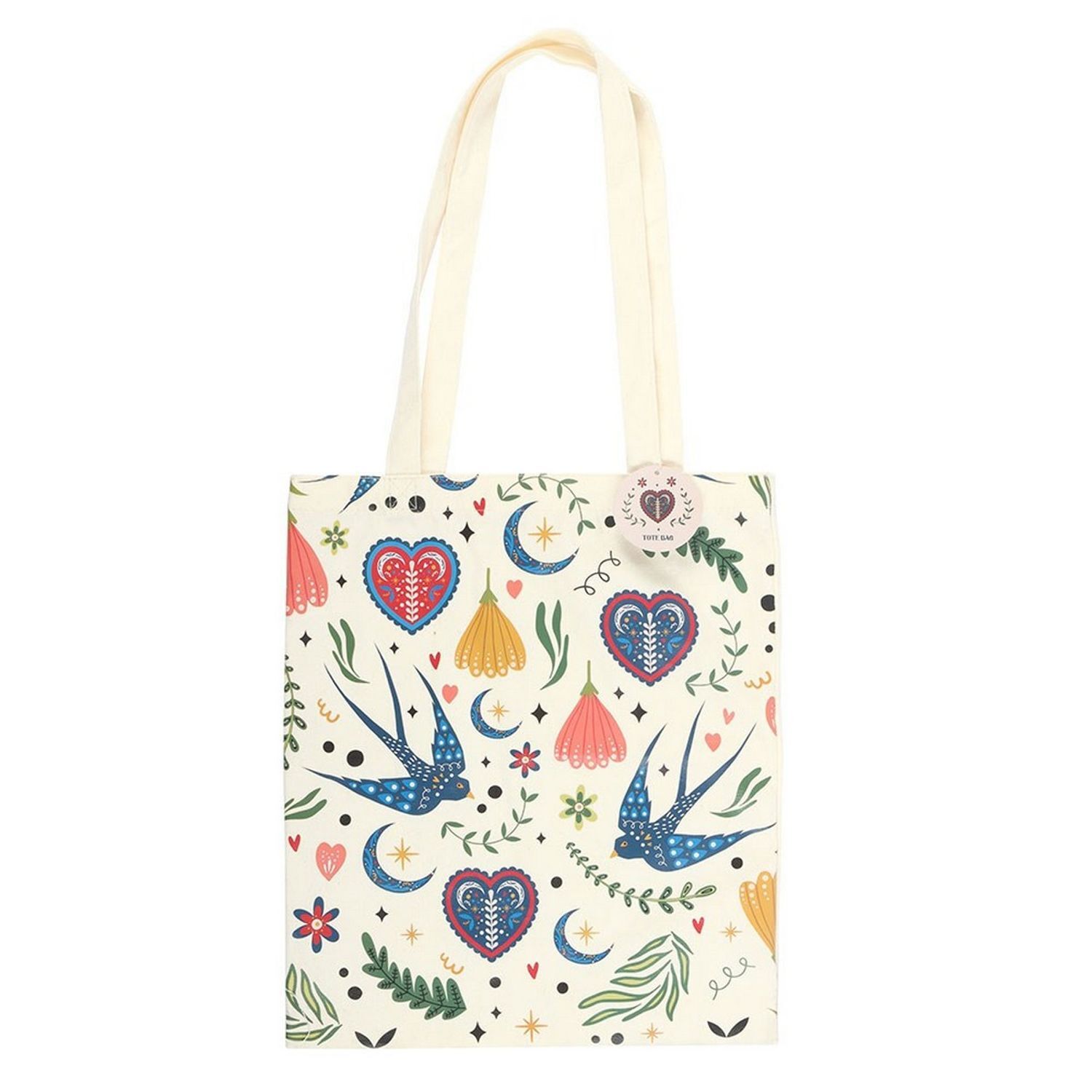 Something Different Folk Print Polycotton Tote Bag - White
