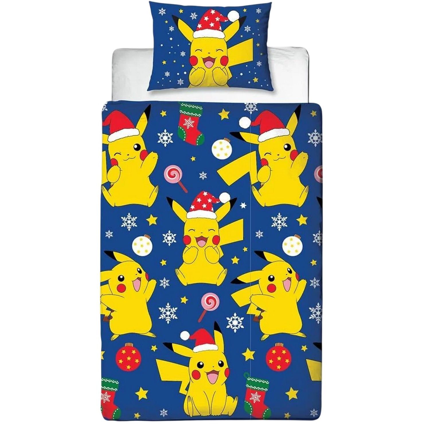 Pokemon Christmas Reversible Duvet Set - Blue/Yellow