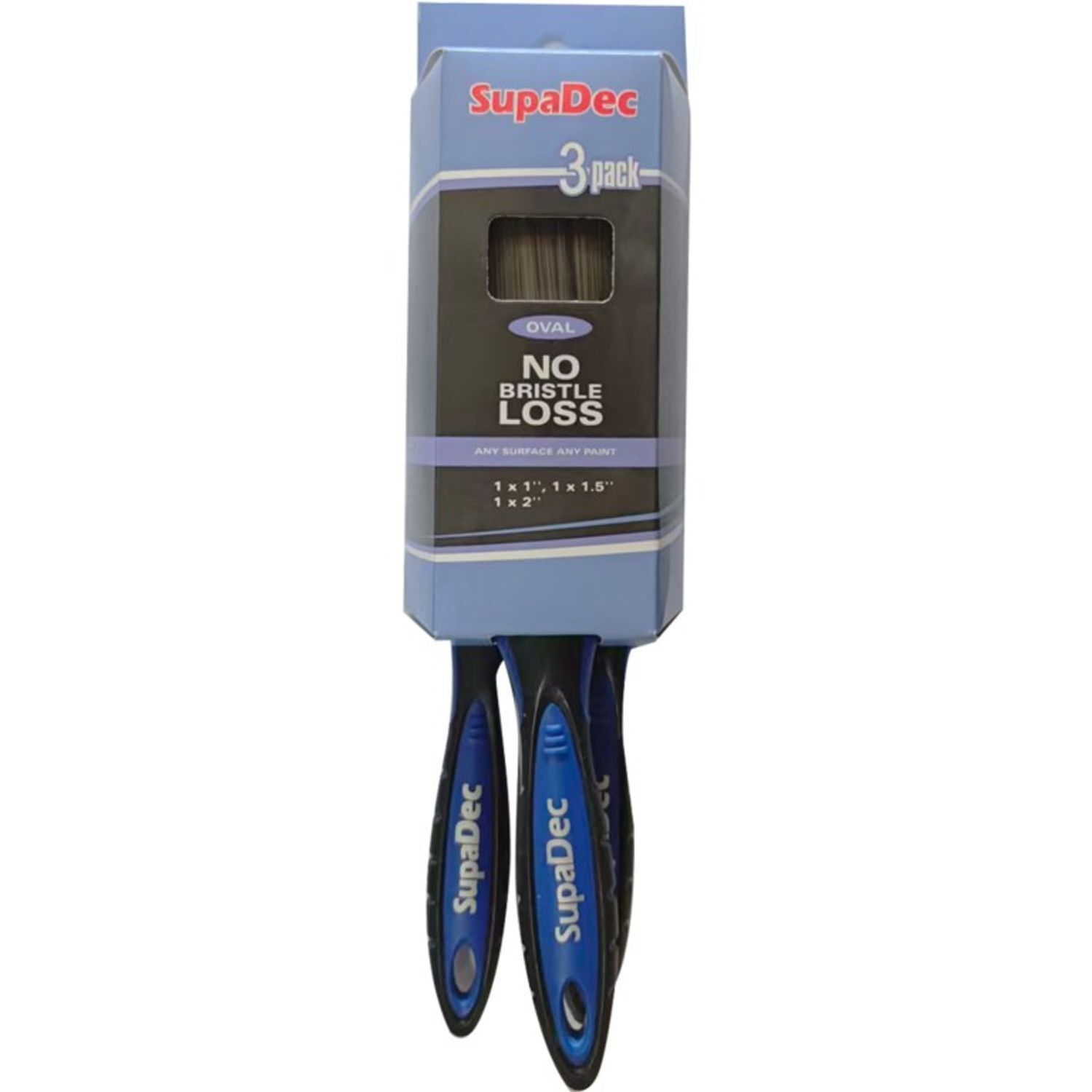 Supadec Oval No Bristle Loss Paint Brush Set (Pack Of 3) - Blue/Black