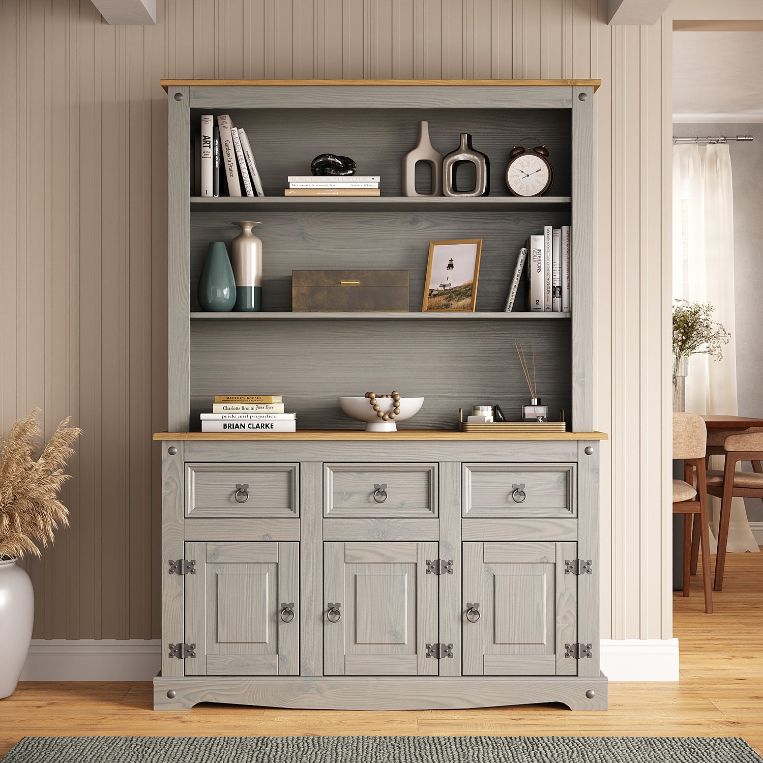 welsh dresser grey Antique 19th Century Country Farmhouse Primitive Hutch Welsh Dresser