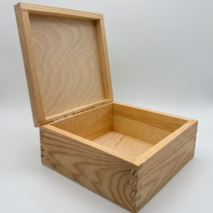 Wooden Storage Box With Hinged Lid Keepsake Chest