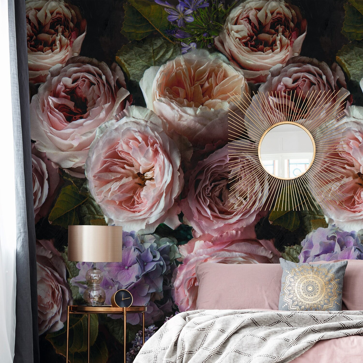 Grandeco Pink Romantic Painted Flowers 3 Lane Repeatable Wallpaper Mural 1.59 X 2.8M - Image 5