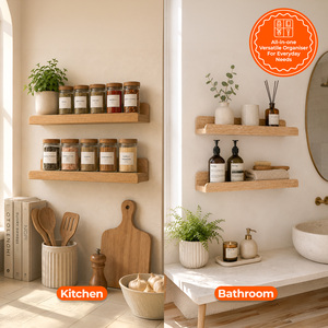 Oak Floating Shelf Set 40cm MDF Pack of 2