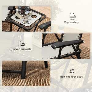 Diroke 3-Piece Cream White Metal Bistro Set - 2 Folding Armchairs and Square Coffee Table