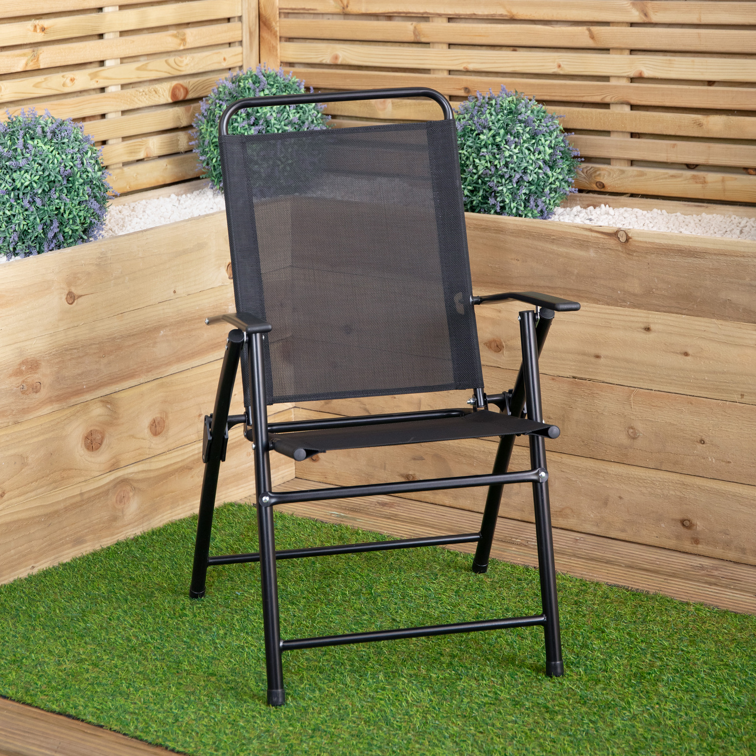 B&Q - Outdoor Multi-Position Folding Garden Patio Single Chair In Black - Image 3