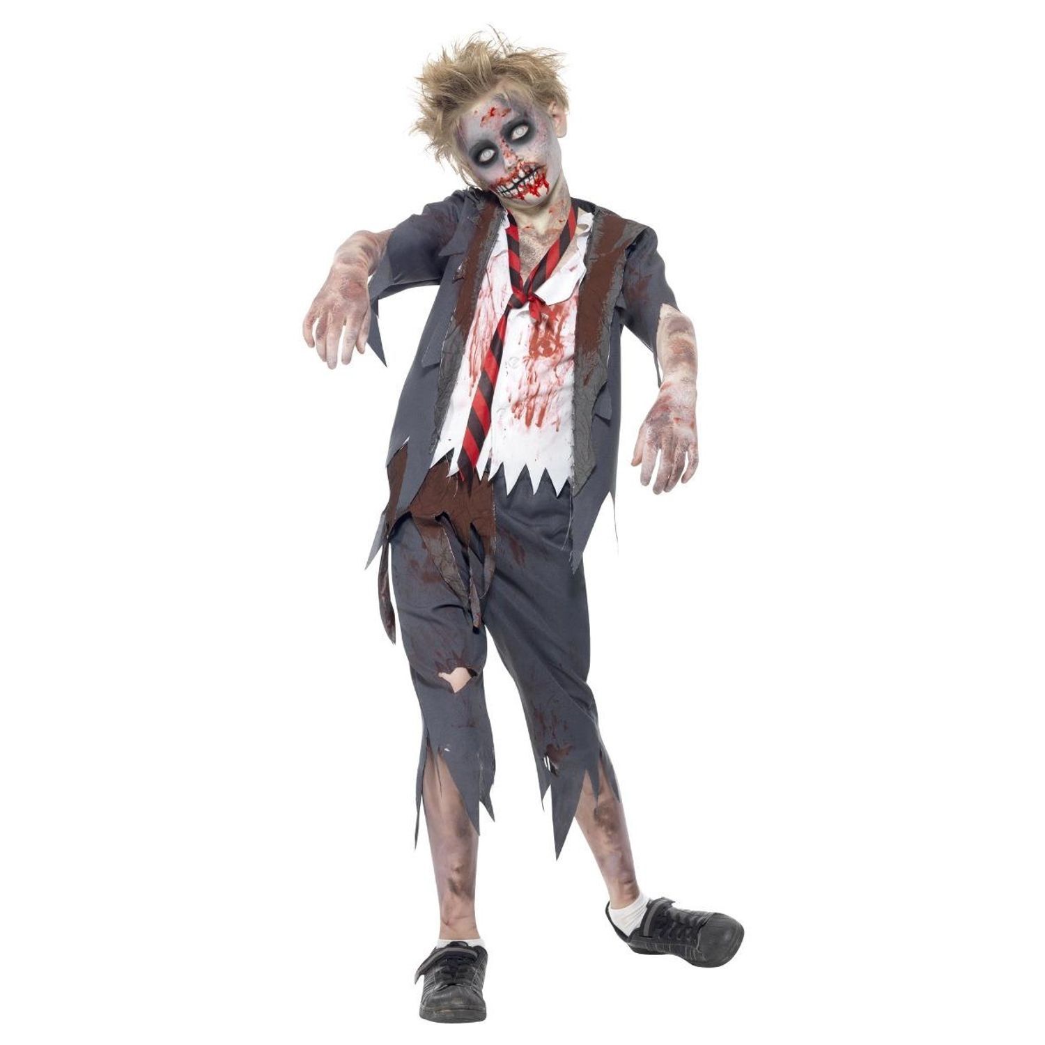 Smiffys Childrens/Kids Zombie School Boy Costume - Grey/White / 10+