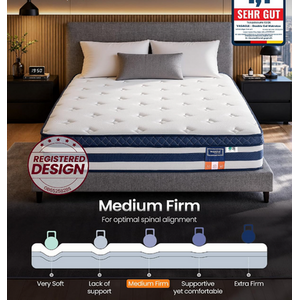 VASAGLE Pocket Sprung Double Bed Mattress, Cooling Gel Foam, 190 x 135 x 25 cm