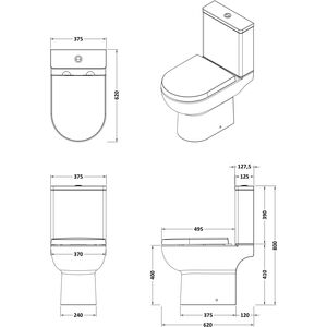 Morridge Contemporary Round Compact Rimless Toilet Pan and Cistern
